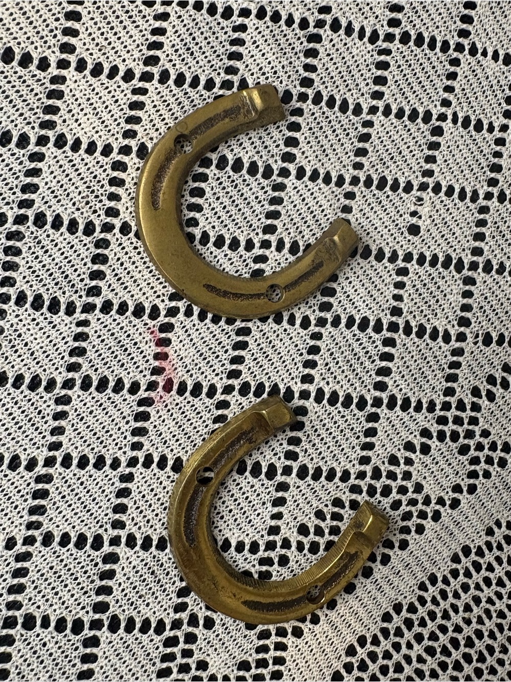Vintage Brass Horseshoe Drawer Pulls - Pair